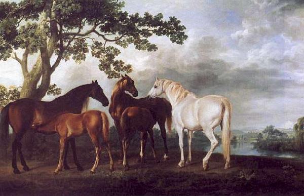 George Stubbs Mares and Foals in a Landscape.